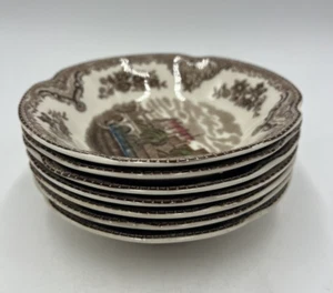 7 JOHNSON BROTHERS OLD BRITAIN CASTLES BROWN MULTICOLOR 5.25" FRUIT/BERRY BOWLS - Picture 1 of 3