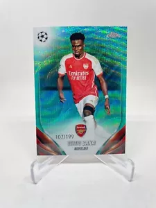 2023-24 Topps Chrome UEFA #148 Bukayo Saka Aqua Wave Refractor /199 - Arsenal - Picture 1 of 2