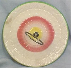 Vintage Cake Cookie Plate Pottery Center Handle Zinnia Flower Japan - Picture 1 of 7