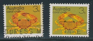 AUSTRALIA 1973 3 C. coral crab VFU ERROR/VARIETY: BACKGROUND OLIV BROWN - Picture 1 of 3