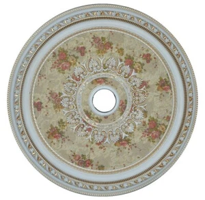 32" ROUND CHANDELIER CEILING MEDALLION ROSE BOUQUET FOYER DINING ROOM BEDROOM - Picture 1 of 2