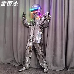 Stage LED Luminous Clothing Reflective Performance Suit Set LED Helmet Costumes - Picture 1 of 12