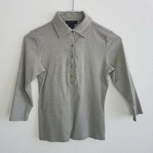 The Limited Half Button Polo Style Shirt Top Medium Green Heather Womens - Picture 1 of 3