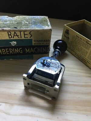 Bates Numbering Machine 5 Wheels Style E w/ 2 Black Ready inked Pads & tweezers - Image 1 of 4