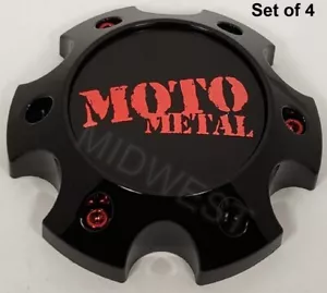 4 New Moto Metal 1079L140SGBMO1RC Gloss Black n Red 6x135 Wheel Rim Center Caps - Picture 1 of 7