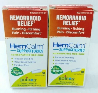 2x 10 Boiron HemCalm Suppositories Homeopathic Medicine Hemorrhoid Relief 9/26 - Image 1 of 4