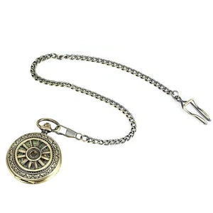 1 PC Vintage Mechanical Skeleton Roman Numeral Double Half Hunter Pocket Watch - Picture 1 of 13