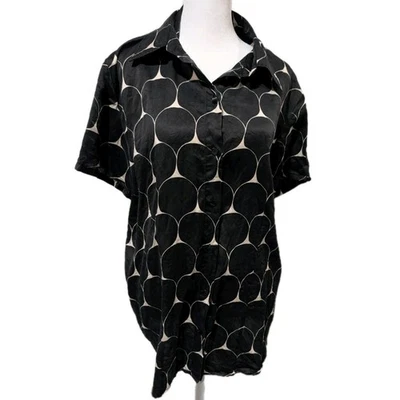 Chico's Women’s Blouse Top Size 3 XL Silk Cotton Polka Dot Op Art Geometric EUC - Image 1 of 4