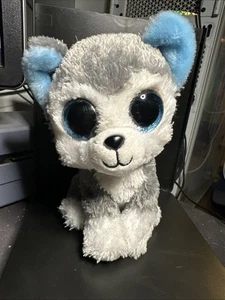 Ty Beanie Boos Slush Husky Dog Grey White Plush 6" Tush Tag Blue Sparkly Eyes - Picture 1 of 7