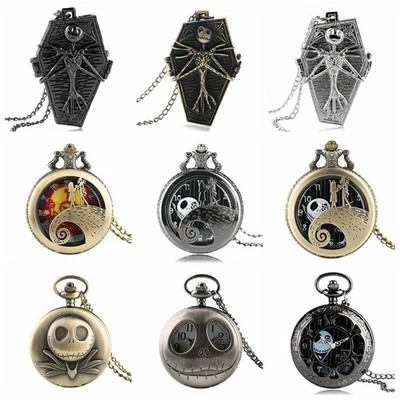 Reloj Bolsillo Halloween Noche Antes de Navidad Retro Gótico Analógico Cuarzo Regalos Foto 1 de 4