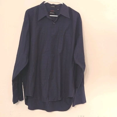 Camisa de vestir Fubu The Collection para hombre talla 17,5/34/35 puños franceses azul marino Foto 1 de 4