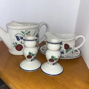 Princess House Orchard Medley Gravy Boat w/ Under Plate & Watering Can 5 Pieces - Bild 1 von 18
