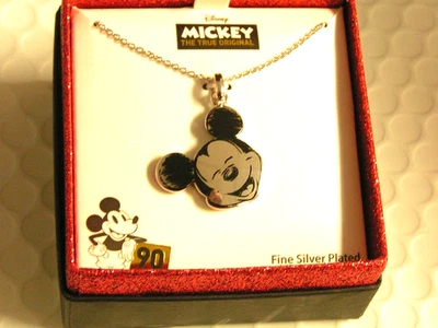 Disney 90 Anni Anniversario Color Argento Originale Topolino Ciondolo Collana - Immagine 1 di 4