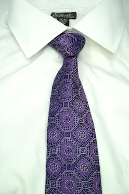 Hickey Freeman Purple/Navy Medallion Necktie NWT $70 NO RESERVE! - Image 1 of 4