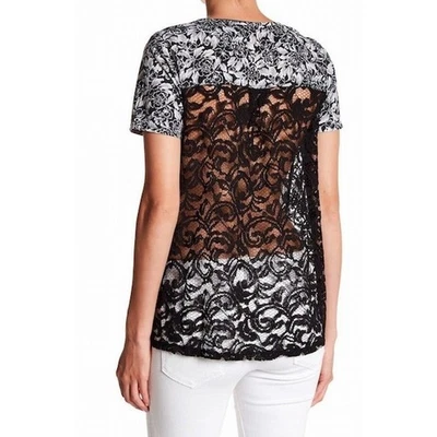 Joe Fresh Mujer Floral Ver a través de Encaje Espalda Columpio Tejido Top - Negro Gris - Talla XS Foto 1 de 4