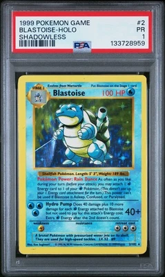 PSA 1 Blastoise Holo Base Set Shadowless 2/102 Graded Pokemon Card - Image 1 of 3