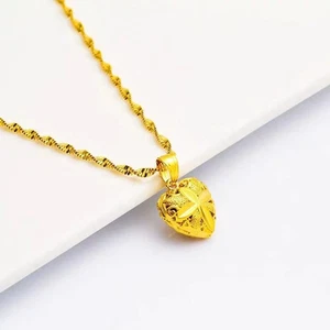 Fashionable Hollow Heart and Water Drop Necklace in Gold Plated Copper - Picture 1 of 7