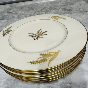 Set Of 8 Lenox Harvest Wheat 24k Gold Rim Dinner Plates 10.5” R-441 Excellent! - Picture 1 of 4