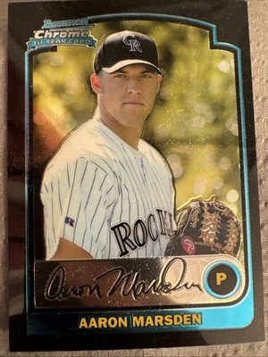 2003 Topps Chrome Bowman 1st Year Baseball Card Aaron Marsden Rockies - Image 1 of 2