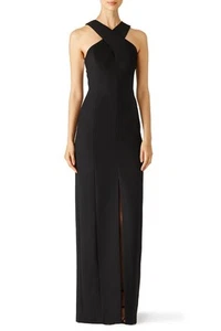 Elizabeth & James Black Mila Halter Maxi Gown Slit Dress Evening Designer XS - Picture 1 of 15