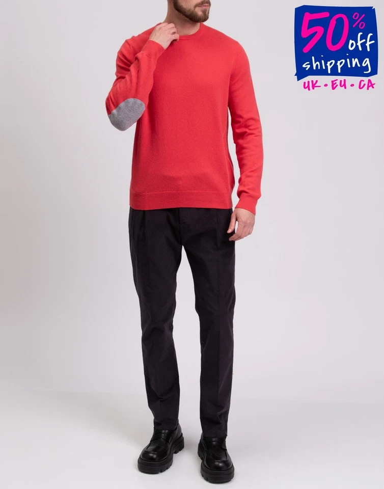 RRP€500 MALO OPTIMUM Cashmere & Wool Jumper Size 2XL Elbow Patches Round Neck - Image 1 of 4