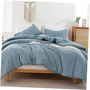Comforter Full Size for Boys Teen Girls 3pcs Full Comforter 79"x90" Dusty Blue - Picture 1 of 8