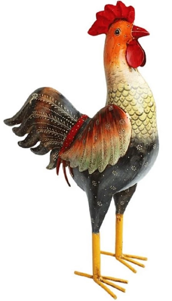 großes frühlingshaftes buntes Deko-Huhn Garten-Huhn Garten-Deko Metall bemalt - Bild 1 von 1