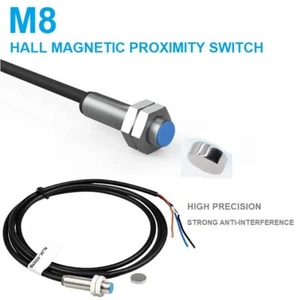 M8 Hall Magnetic switch 10V-30VDC 3-Wires NPN/PNP Hall Magnetic Proximity Sensor - Picture 1 of 16