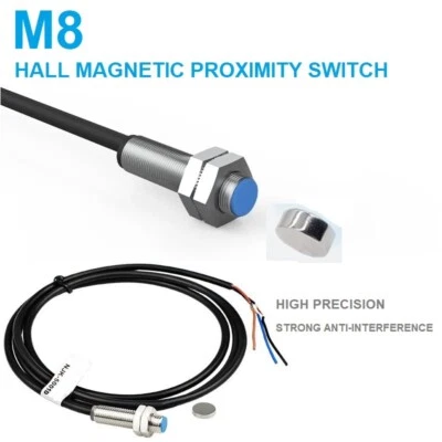 M8 Hall Magnetic switch 10V-30VDC 3-Wires NPN/PNP Hall Magnetic Proximity Sensor - Image 1 of 4