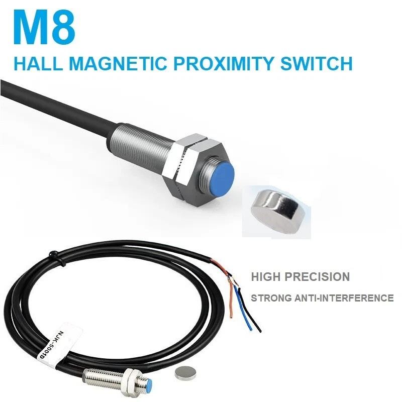 M8 Hall Magnetic switch 10V-30VDC 3-Wires NPN/PNP Hall Magnetic Proximity Sensor - Image 1 of 4