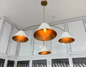 Chandelier 4 Shade Light Ceiling Fixture Stilnovo Mid Century Lamp Pendant Decor - Picture 1 of 7
