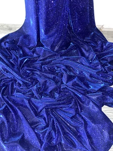 1 mtr royal blue sparkly moonlight,stretch dress fabric 58”wide (147cm) - Picture 1 of 7