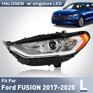 Halogen Headlight For 2017-2020 Ford Fusion w/ LED DRL&Bulbs Left Driver Side - Picture 1 of 7