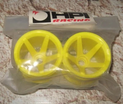 NEW HPI WHEEL SET TRUCK FRONT YELLOW FOR RC10T LOSI LXT SERIES W / ADAP 2110 - Image 1 of 2