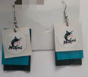 Miami Marlins MLB Baseball earrings duct tape duck lightweight handmade - Picture 1 of 3
