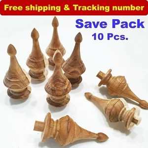 10Pcs Teak Wooden Finial Antique Furniture Unpainted Home Decor DIY Home Decor - Picture 1 of 12