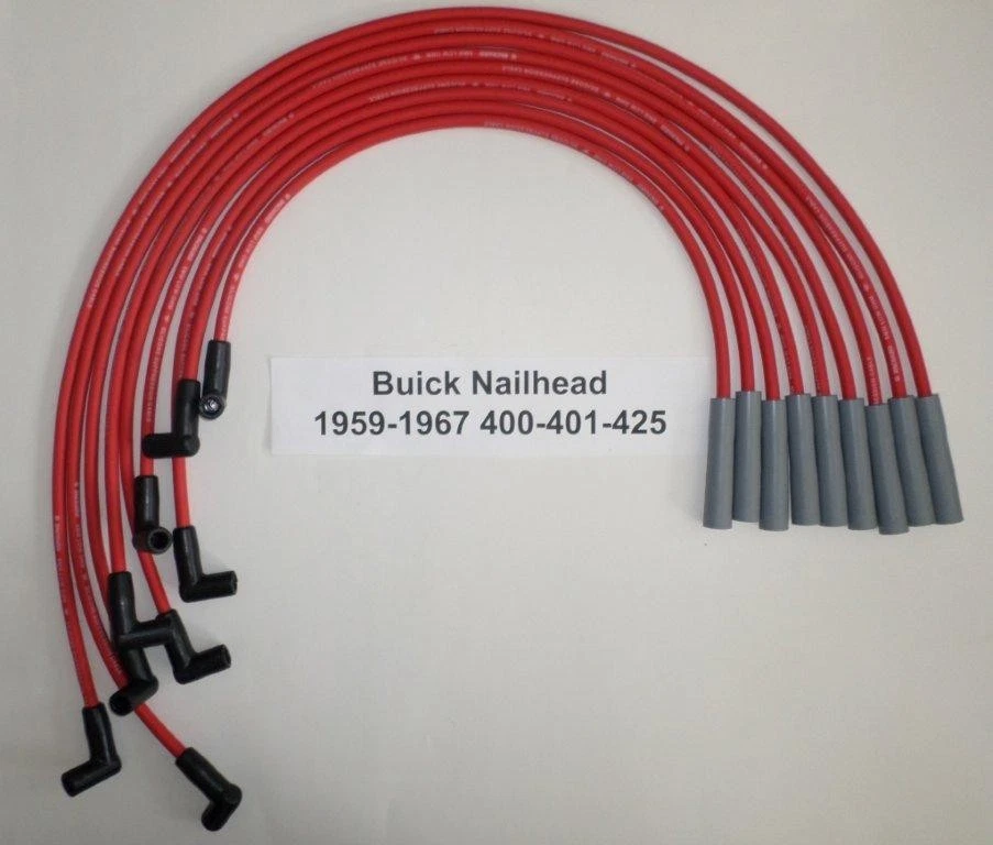 BUICK NAILHEAD 1959-1967 400-401-425 ROJO 8mm HEI HI-PERF BUJÍA CABLES EE. UU. Foto 1 de 1
