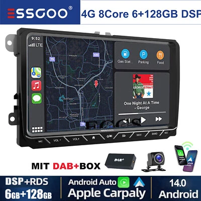 DAB+ Android14 Autoradio GPS Navi für VW Golf 5 6 Passat Touran Polo Tiguan 2DIN - Bild 1 von 4