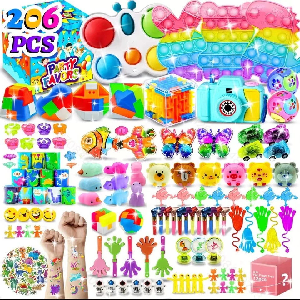 Mega Fidget Toy Assortment 206 Pcs Pop Tubes Sensory Toys Party Favors Kids Gift - Image 1 of 4