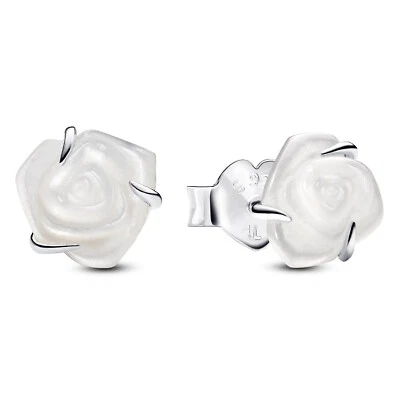 PANDORA Schmuck Damen-Ohrringe Weiße Blühende Rose Silber 293209C01 - Bild 1 von 2