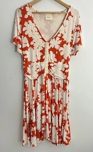 Maeve (Anthropologie) Summer Breeze Knit Midi Dress Women’s Sz XL Orange Floral - Picture 1 of 9