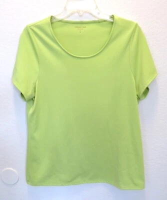 Top Coldwater Creek Talla L 14 Verde Brillante Manga Corta Elastizado Poliéster DR Foto 1 de 4