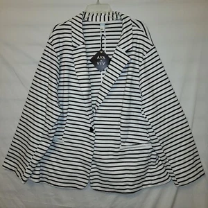 Ava & Viv Jacket Sz 4x Blazer Black And White Striped Button Longsleeve Knit NEW - Picture 1 of 14