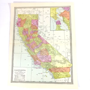 Antique California San Francisco Color Map Book Illustration plate pastel 1904 - Picture 1 of 6