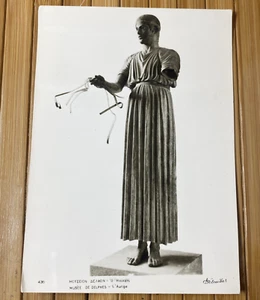 Vintage Ancient Greek Bronze Statue Musee De Delphes Art Postcard - 1960's - Picture 1 of 3