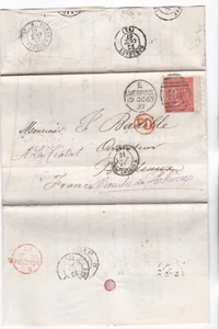 1867 QV 4d VERMILION STAMP PLATE9 ON LIVERPOOL COAL LETTER TO FRANCE REDIRECTED - Picture 1 of 4