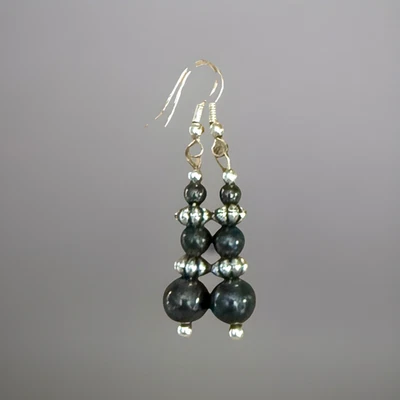 Black Hematite Magnetic Earrings - Healing Chakra - Balance - Silver Tone - Image 1 of 2