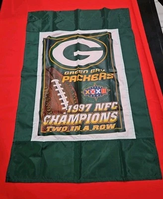 Green Bay Packers 1997 NFC CHAMPIONS DOS EN FILA HERMOSA BANDERA WINCRAFT Foto 1 de 4