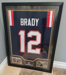FRAMED! Tom Brady Signed Autographed Patriots Custom Jersey with COA - Picture 1 of 7
