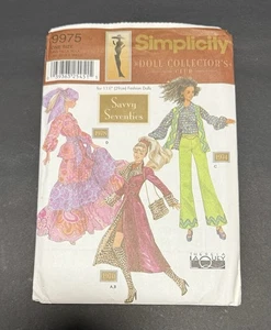 Simplicity Doll Collector Savvy 70s Pattern #9975 11.5" Hippie Disco UNCUT - Picture 1 of 3